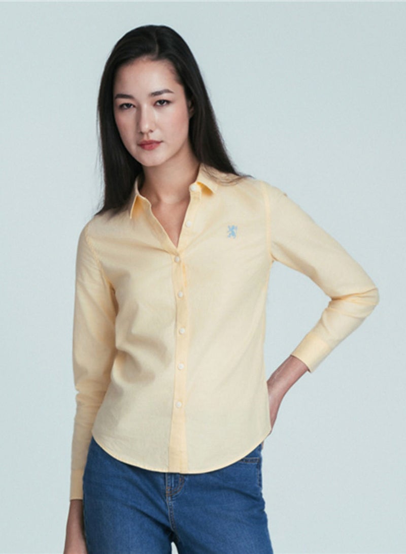 GIORDANO Women’s Slim Oxford Shirt with Embroidery - Image 1